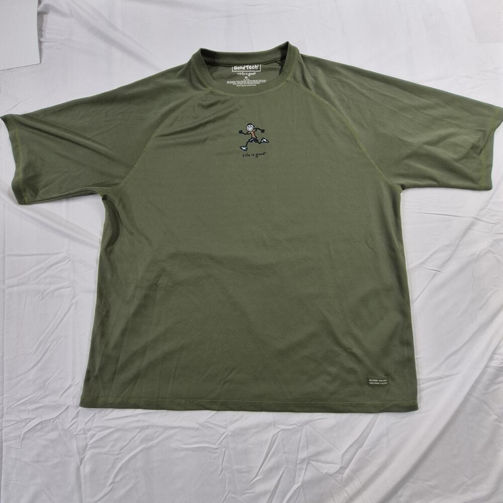 Life Is Good Shirt Mens XL Green GoodTech Performance Running Tee Athletic